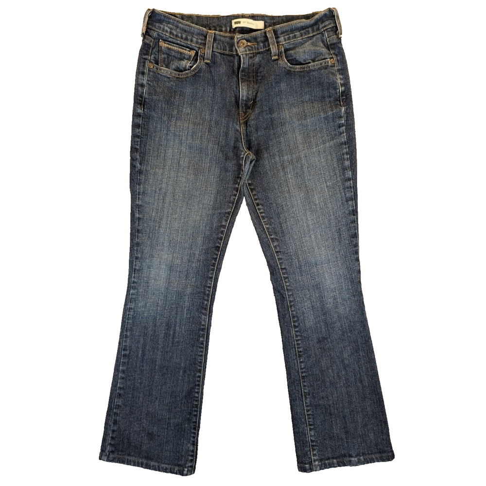 Levi's 515 Jeans 10M Women's 30x32 Bootcut Blue Cotton Mid-Rise Flared Dark Wash